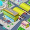 Isometric City Bus Station with Buses
