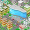 Isometric City Mall. Modern Shopping Center Building with Parking Zone. Vector