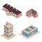 Isometric city multistory house collection