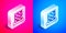 Isometric Climbing wall icon isolated on pink and blue background. Silver square button. Vector