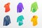 Isometric clothes set collection with various color and model