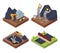 Isometric Coal Industry withPeople Working in Mine and Excavator