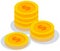 Isometric coins with dollar sign stack. Pile of gold money cash. Banking, business, finance concept