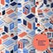 Isometric collection seamless educational patterns with books, coffee cups and various elements