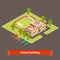 Isometric college campus or school building