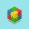 Isometric color cube puzzle