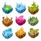 Isometric Colorful Game Islands Set