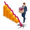 Isometric concept of Bankruptcy, Bankruptcy, Bad Economy Reduction, Budget recession, Financial Crisis, Market Fall