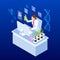 Isometric concept of laboratory exploring new methods of plant breeding and agricultural genetics. Plants growing in the