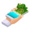Isometric concept of outdoor recreation, shore of the lake, friends vacation on weekends, bbq, nature, forest, bonfire