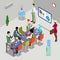 Isometric Conference Room Business Presentation with People