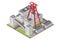 Isometric construction underground and open pit mining quarry. Factories or industrial plants, heavy industry. Equipment