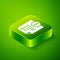 Isometric Contract money icon isolated on green background. Banking document dollar file finance money page. Green