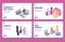Isometric cosmetics banners vector template. Landing pages for cosmetics and perfume store