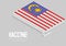 Isometric covid-19 vaccine bottle and syringe, Malaysia national flag shape, Global Vaccination Campaign Country concept design