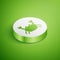 Isometric Crab icon isolated on green background. White circle button. Vector.