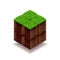 Isometric cube from earth and grass