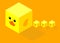 Isometric cubes with flat design cute duck mom and three little