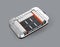 Isometric cutaway view of electric vehicle battery pack on gray background