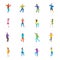 Isometric Dancing People Characters Icon Set. Vector