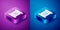 Isometric Decree, paper, parchment, scroll icon icon isolated on blue and purple background. Square button. Vector