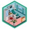 Isometric dental clinic design. Vector illustration decorative background design