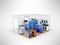 Isometric dental room with twin chairs diagnostic department blu