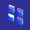 Isometric design multimedia file folder concept on blue background