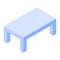 Isometric dining table. Large and massive table in blue.