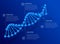 Isometric DNA helix, DNA Analysing concept. Digital blue background. Innovation, medicine, and technology. Abstract