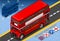 Isometric Double Decker Bus in Front View