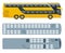 Isometric Double Decker Bus or intercity and plan of seating arrangements. Urban transport. For infographics and design