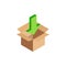 Isometric download arrow symbol in box