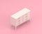 Isometric dresser 3d Icon in flat color pink room,single color white, cute toylike household objects, 3d rendering