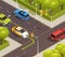 Isometric Driving Instructions Composition