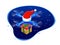 Isometric dron Santa`s hat delivering Christmas gifts and presents. Vector illustration