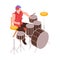 Isometric Drummer Illustration