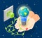 Isometric Earth Hour Composition