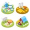 Isometric Ecology Concept. Agriculture Industry. Healthy Natural Food