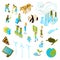 Isometric Ecology Pollution Icon Set