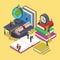 Isometric education graduation concept with people