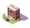 Isometric educational building. Architecture of modern city historic educational icon. Public library, university school