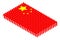 Isometric elderly man with cane icon pictogram in row, China national flag shape concept design illustration isolated on white