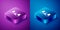 Isometric Exchange work icon isolated on blue and purple background. Information exchange between people. Employee or