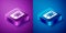 Isometric Experimental animal icon isolated on blue and purple background. Square button. Vector