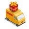 Isometric express cargo truck transportation delivery of goods concept, logistics. Fast delivery or logistic transport