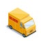 Isometric express cargo truck transportation delivery of goods concept, logistics. Fast delivery or logistic transport