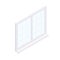 Isometric facade square window frame illustration.