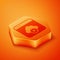 Isometric Failed access cloud storage icon isolated on orange background. Cloud technology data transfer and storage