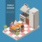 Isometric Family Leisure Playing Composition